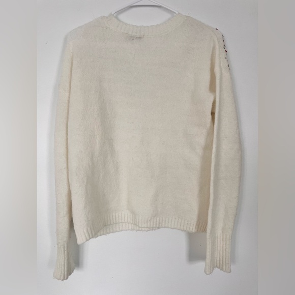 Colorful Sequin Embellished White Sweater by designer Airoldi - Picture 13 of 14